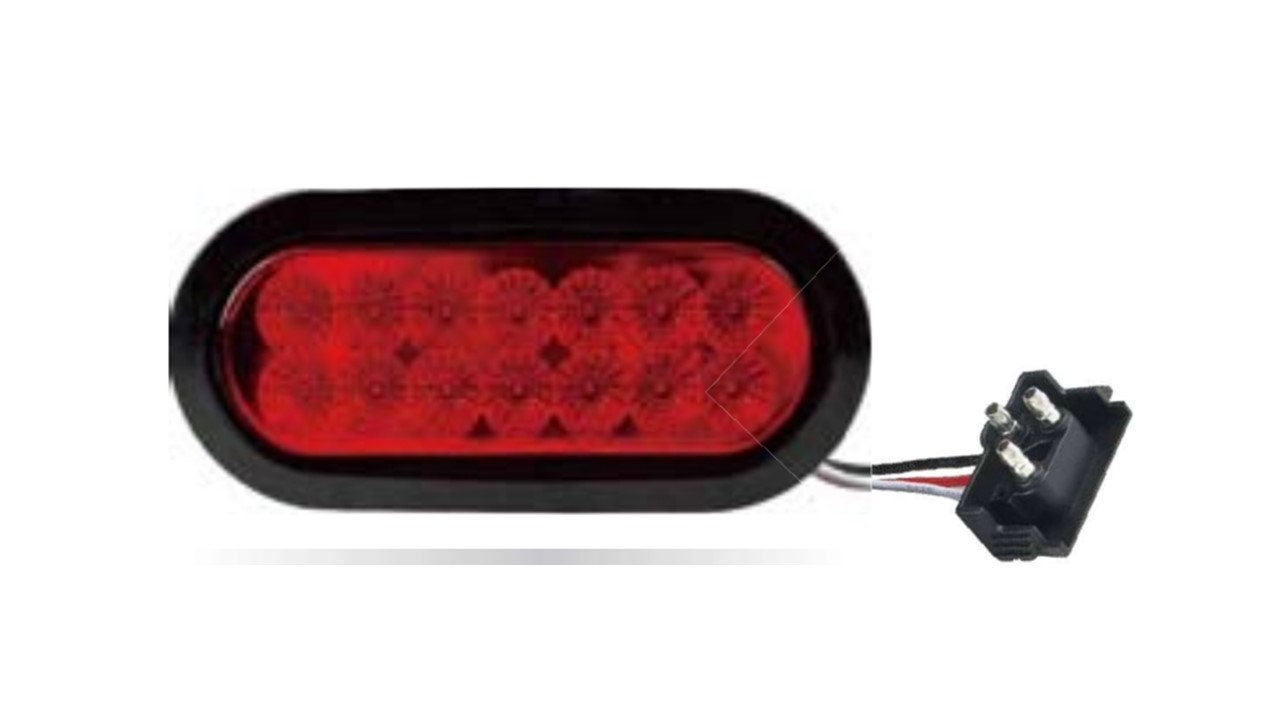 FAROL 10-30V 14 LED OVALADO HULE ROJO