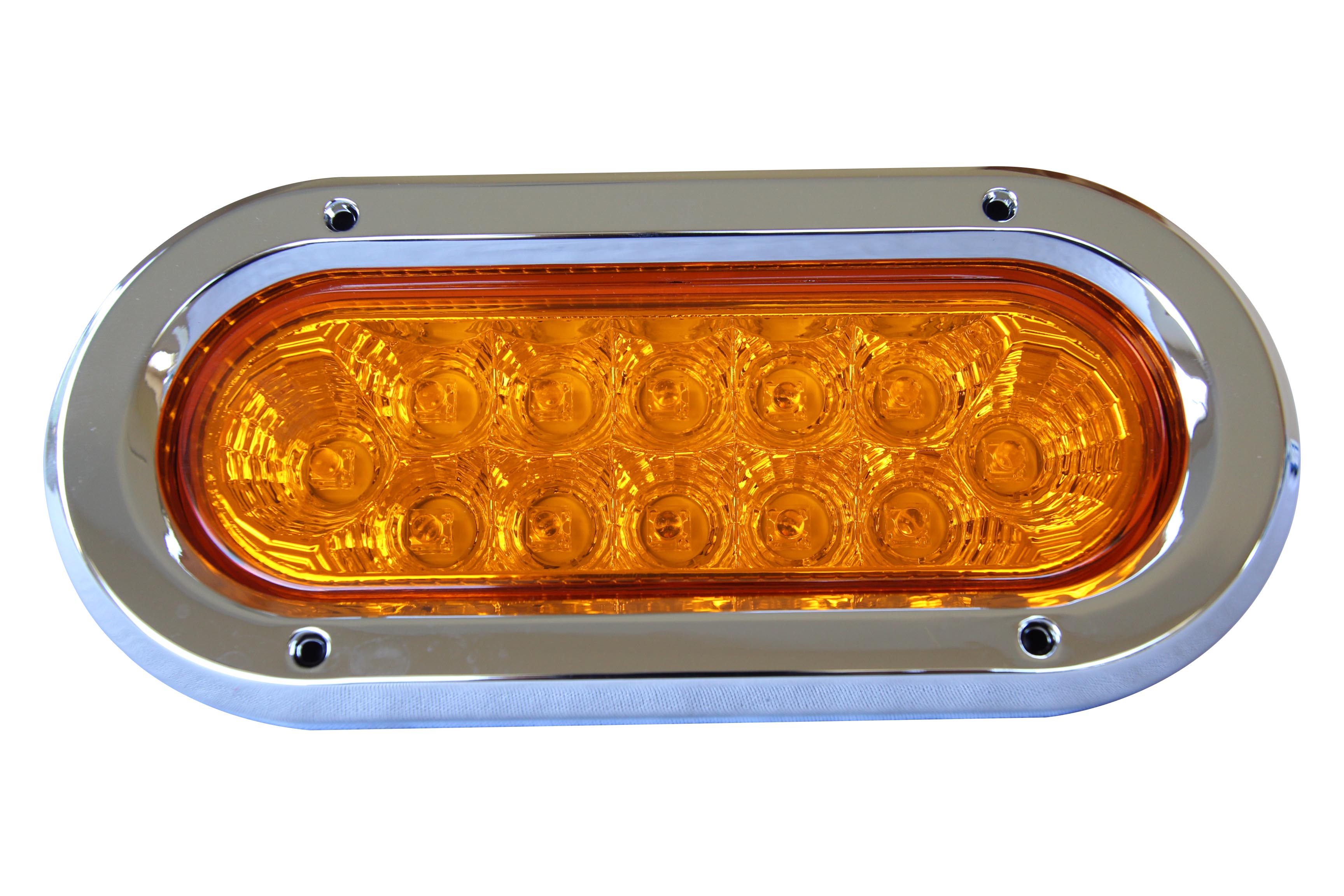 FAROL  10-30V 12LED OVALADO AMBAR MARCO CROMADO