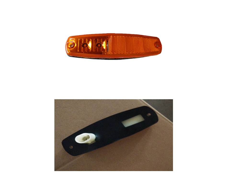 FAROL CARROCERIA LATERAL AMBAR 24V 2 LED 2 PINES MARCOPOLO