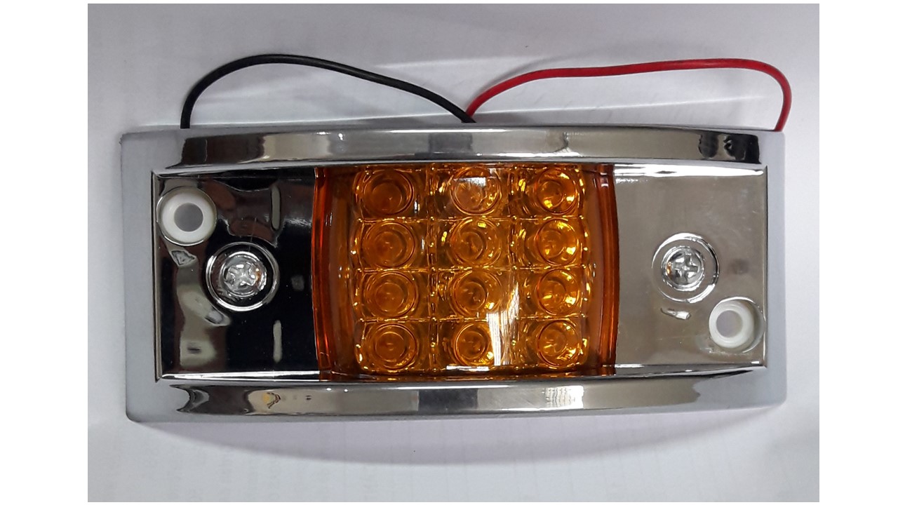 FAROL CARROCERIA 12V 12 LED MARCO CROMADO AMBAR