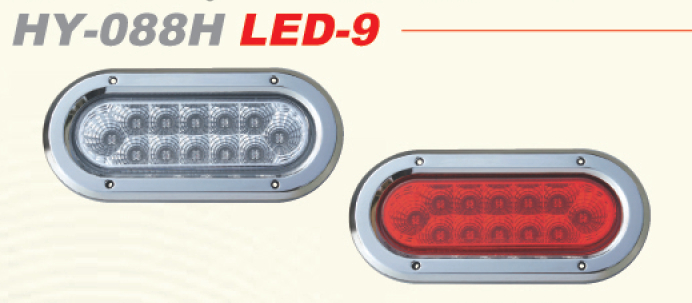 FAROL  10-30V 12LED OVALADO AMBAR HULE   +    ARO CROMADO