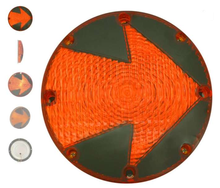 DIRECCIONAL REDONDO AMBAR CON FLECHA 188MM X 35MM