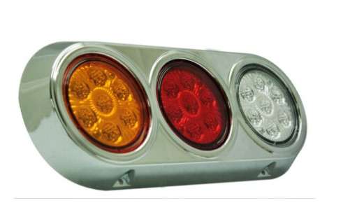 LAMPARA LED AMBAR-ROJA-CRISTAL MARCO CROMADO LENTES REDONDOS
