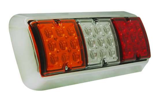 LAMPARA LED AMBAR-ROJAS-CRISTAL MARCO CROMADO LENTE CUADRADO