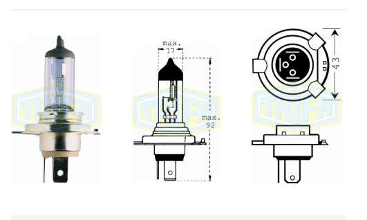 BOMBILLO HALOGENO H4 12V 60/55W P43T
