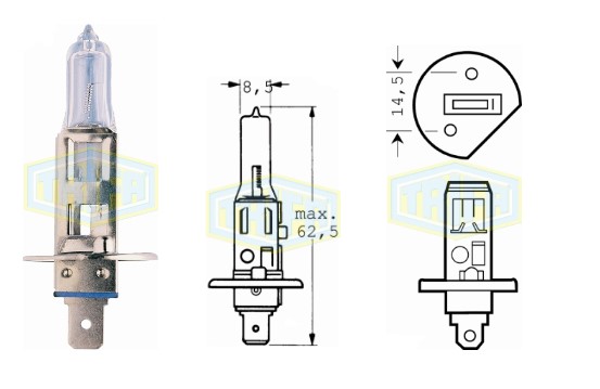 BOMBILLO HALOGENO H1 12V 55W HB P14,5S AZUL