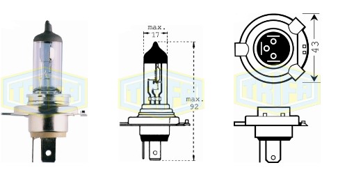 BOMBILLO HALOGENO H4 24V 75/70W P43T XB AZUL