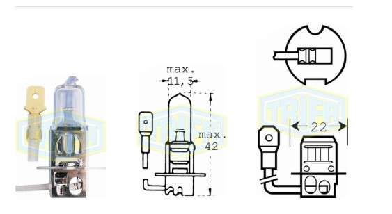 BOMBILLO HALOGENO H3 24V 70W PK22S CON CABLE