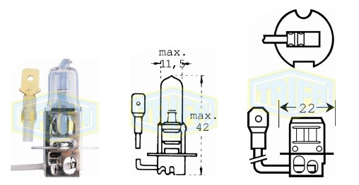 BOMBILLO HALOGENO H3 24V 100W PK22S CON CABLE