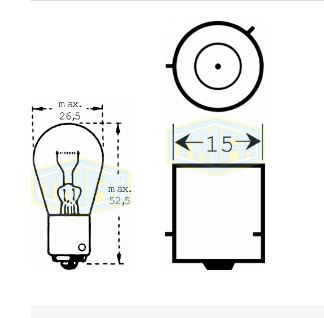 BOMBILLO 1 CONT 12V 21W BAU15S PINES IGUALES TIPO V