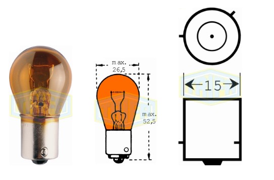 BOMBILLO 1 CONT 12V 21W PY21 BAU15S PINES TIPO V AMBAR