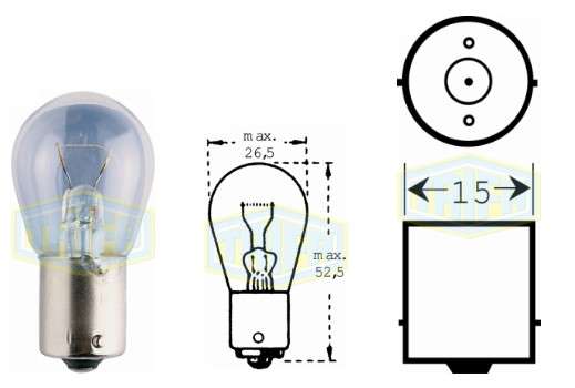 BOMBILLO 1 CONT 24V 21W P21W  BA15S PINES IGUALES RECTOS