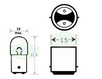 BOMBILLO 2 CONT 12V 10W R10W BA15D 1 FILAMENTO