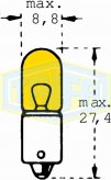 BOMBILLO 1 CONT 24V 4W TABLERO (53) AMARILLO