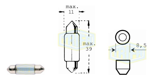 BOMBILLO CABINA 12V (11X36) 5W SV8,5-8 SUPOSITORIO