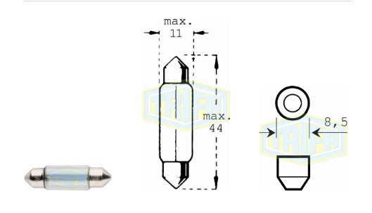 BOMBILLO CABINA 12V (11X41) 10W SV8,5-8 SUPOSITORIO