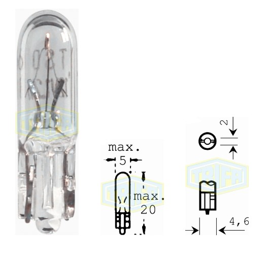 BOMBILLO TODO VIDRIO GRANO ARROZ 12 V 1.2 W W2X4,6D