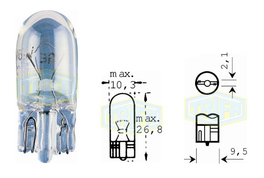BOMBILLO TODO VIDRIO PEQUEÑO 12V 5W W2,1X9,5D (158)