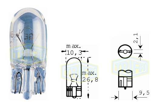 BOMBILLO TODO VIDRIO PEQUEÑO 12V 3W W2.1X9.5D (158)