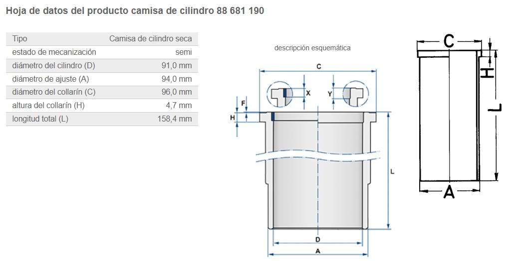 CAMISA PISTON STD OM 616.9/617.9 240 D 300 D