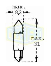 BOMBILLO CABINA 12V (8.2X28) 3W SV7-8 SUPOSITORIO