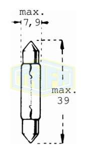 BOMBILLO CABINA 12V (8X33) 3W SV7-8 SUPOSITORIO