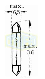 BOMBILLO CABINA 12V (6.5 X33) 3W S5,5  SUPOSITORIO