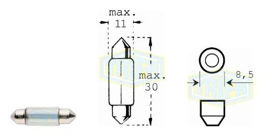 BOMBILLO CABINA 12V (11X27) 5W SV8,5-8 SUPOSITORIO