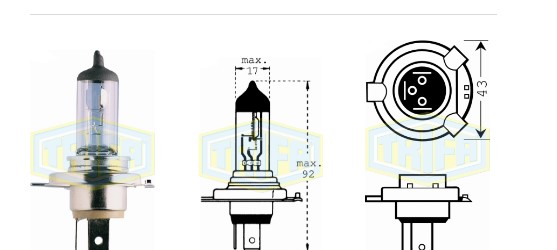 BOMBILLO HALOGENO H4 12V 100/90W P43T