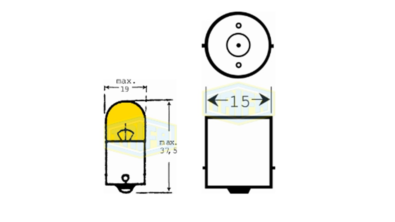 BOMBILLO 1 CONT 12V 10W BA15s 1 FIL MEDIANO AMARILLO