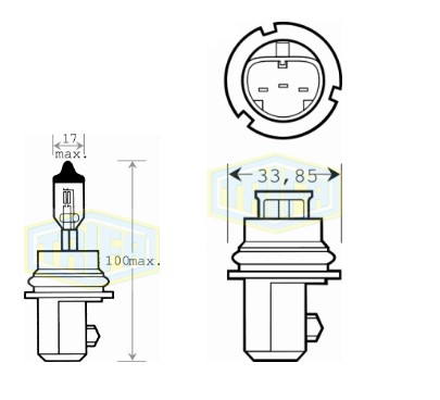 BOMBILLO HALOGENO HB1 12V 100/80W P29T AZUL R