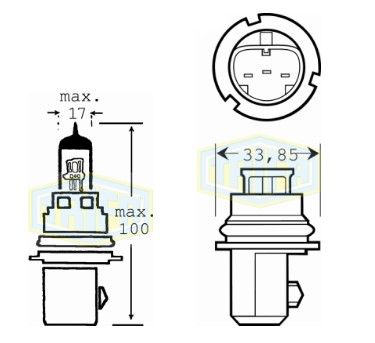 BOMBILLO HALOGENO HB1 12V 100/80W P29T R 9004