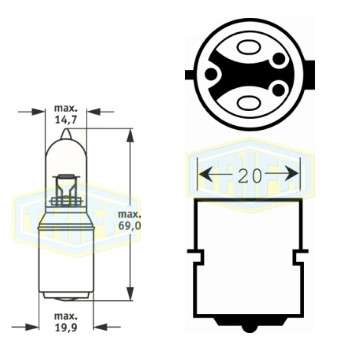 BOMBILLO MOTO HALOGENO 12V S2 12V 35/35W BA20D M5