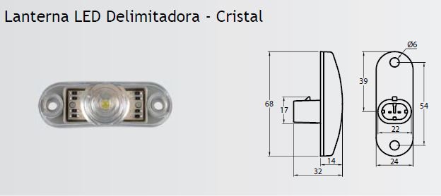 FAROL DELIMITADORA LED CRISTAL CAIO APACHE S22