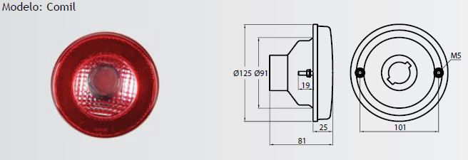 FAROL TRASERO MARCHA ATRAS CRISTAL/ROJO COMIL