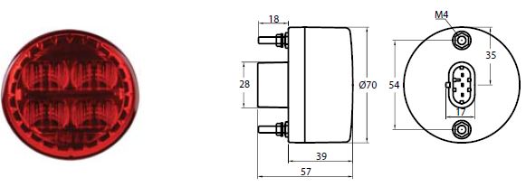 FAROL DIRECCIONAL ROJO LED NEBLINA  BIVOLTAJE DE 10 A 30V