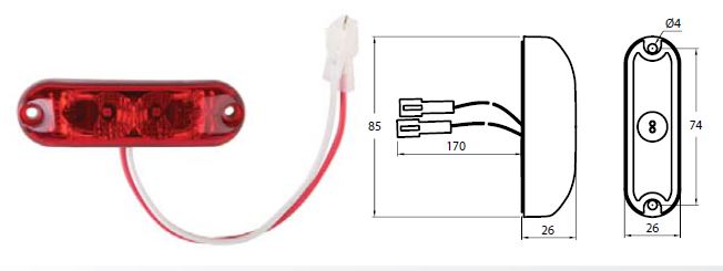 FAROL DELIMITADOR LED ROJO 24V CARROCERIA COMIL