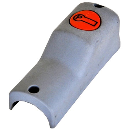 BOTON TIMBRE PARADA CURVO EN TUBO GRIS