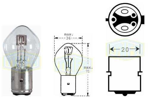 BOMBILLO MOTO HALOGENO 6V S2 35/35W BA20D