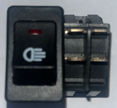 SWITCH NEGRO 1 PASO 4 PINES C/LUZ PILOTO SIMBOLO LUZ