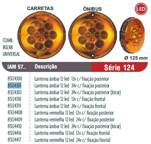 FAROL TRASERO DIRECCIONAL AMBAR LED 24V 125MM