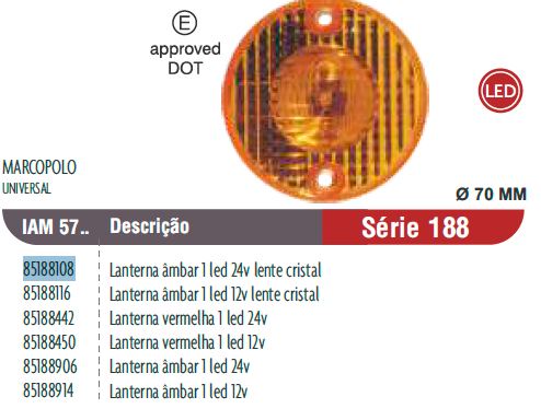FAROL DELIMITADOR DELANTERO CRISTAL/ LUZ AMBAR LED 24V 70 MM