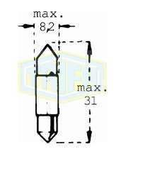 BOMBILLO CABINA 24V (8.2X28) 3W SV7-8 SUPOSITORIO