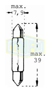BOMBILLO CABINA 24V (8.8X36) 3W SV7-8 SUPOSITORIO