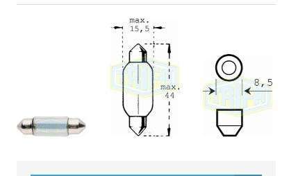 BOMBILLO CABINA 12V (14X41) 10W SV8,5-8 SUPOSITORIO