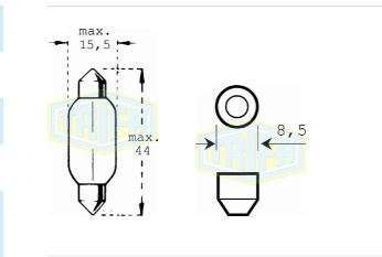 BOMBILLO CABINA 12V (15X4.4) 15W SV8,5-8 SUPOSITORIO 7592F