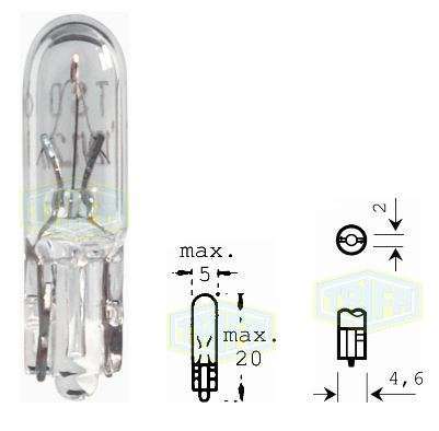 BOMBILLO TODO VIDRIO GRANO ARROZ 12V 2W W2X4,6D