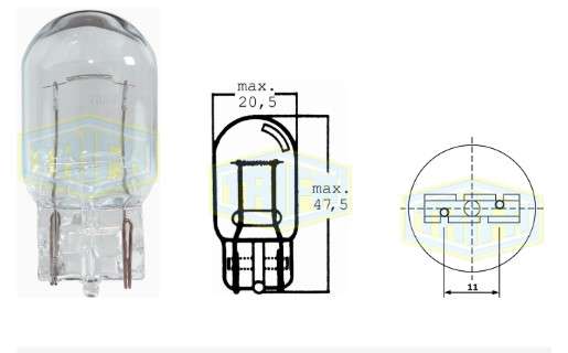 BOMBILLO TODO VIDRIO GRANDE 12V 1FIL.W21W 21W W3X16D T20