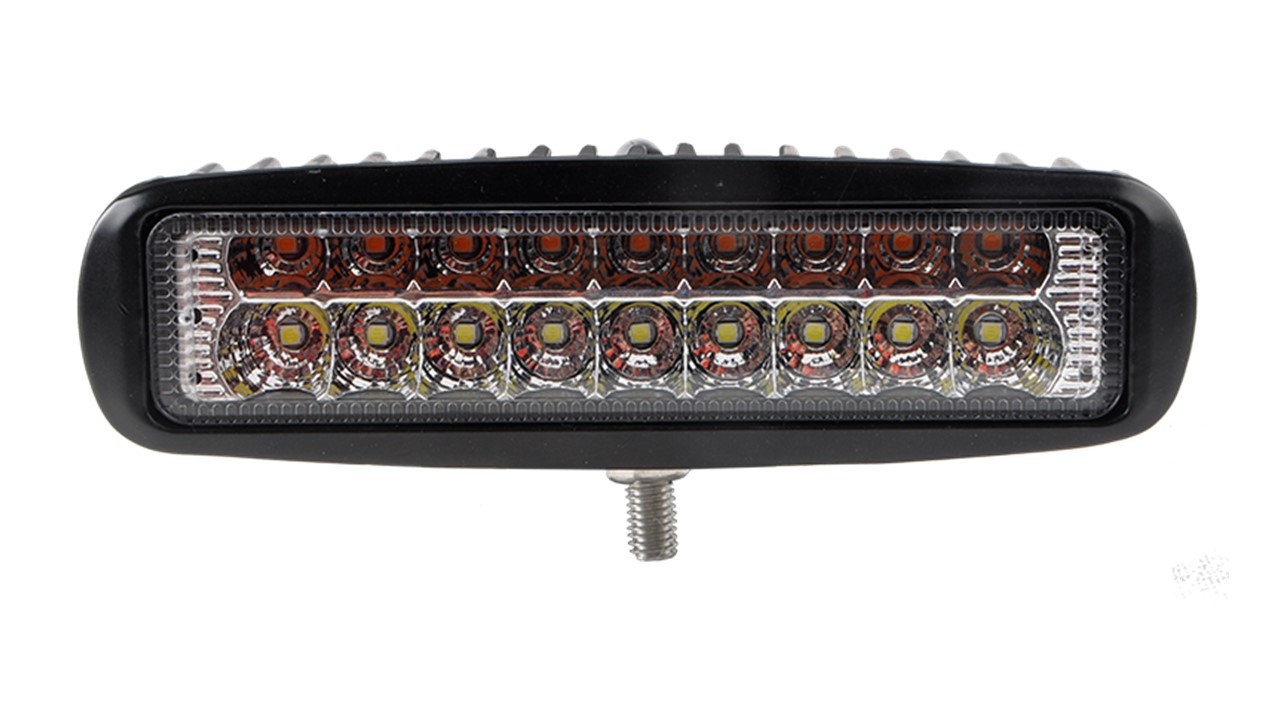 HALOGENO RECTANGULAR 10-30V 27W 6"  20LED BLANCO/AMBAR