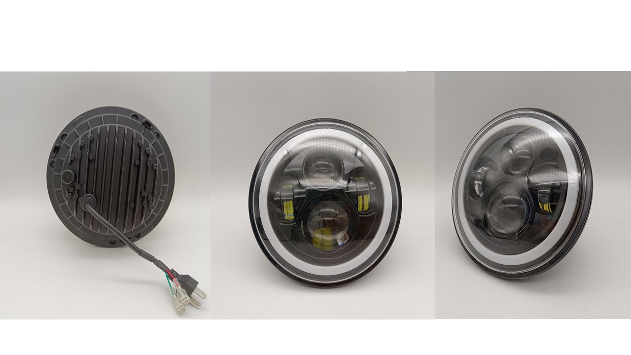 FAROL REDONDO  7"  32W  10-30V   IP67 CON ARO AMBAR